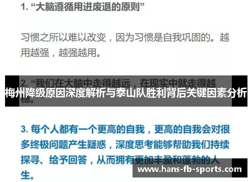 梅州降级原因深度解析与泰山队胜利背后关键因素分析